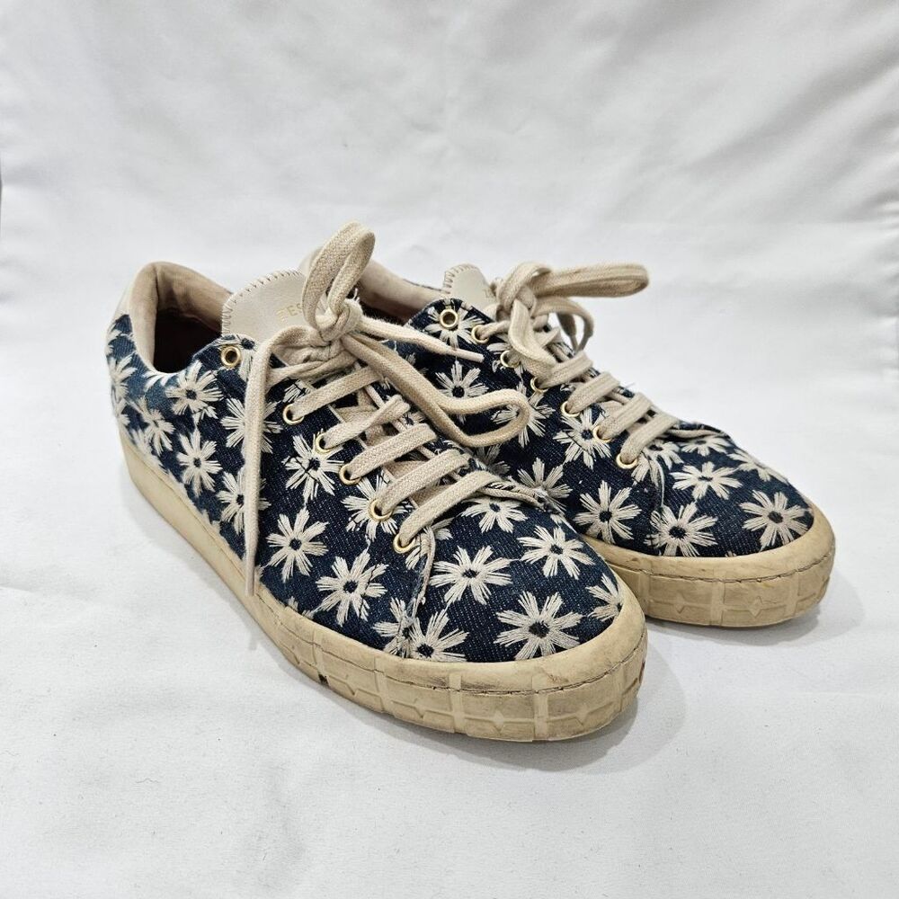 Zespa Aix-En-Provence Blue Floral Daisy Canvas Sneakers Womens FR 37.5 US 7